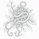 snake and poison ivy vines tattoo design idea