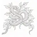 snake and poison ivy vines tattoo design idea