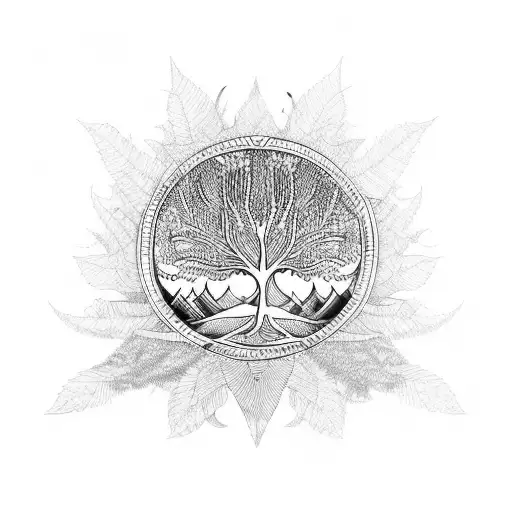 cover up a tribal tree tattoo with positive and negative plant silhouettes and shapes that incorpora the existing design tattoo design idea