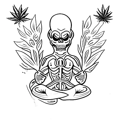 Ghost with Marihuana  tattoo design idea