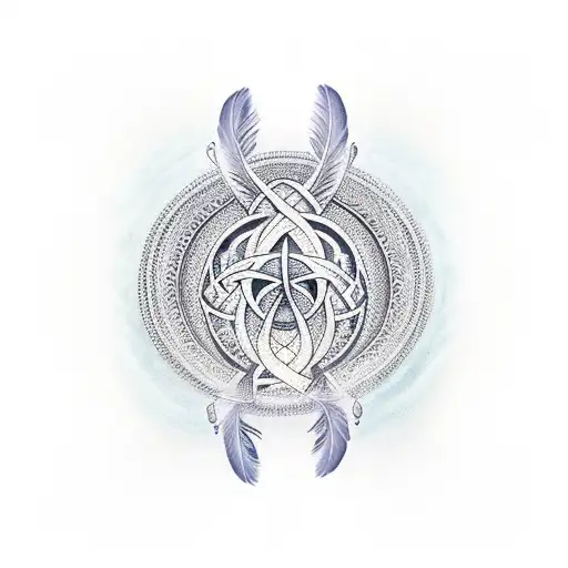 feather and infiniti symbol for a gemini tattoo design idea