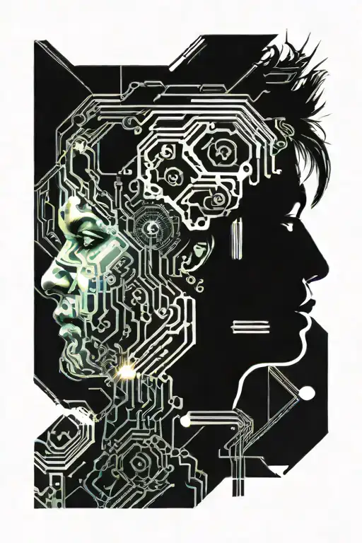 The splitting of the face, the human silhouette. Confusion, disintegration of personality. tattoo design idea