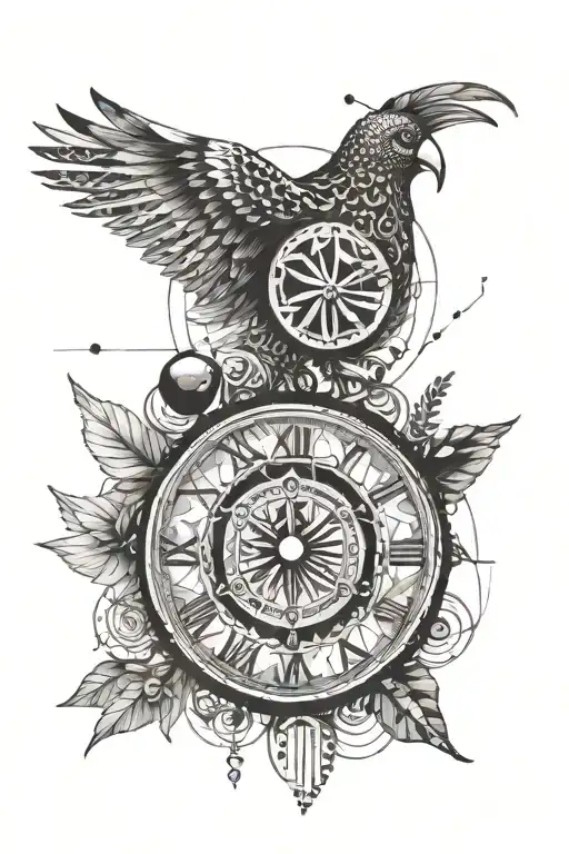 clocks side by side and lady bug and polish eagle tattoo design idea