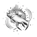 capricornio,pescador,reloj,sol,indio,engranaje tattoo design idea