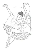 A geometric design incorporating elements of Tate McRae's music and passion for dance tattoo design idea