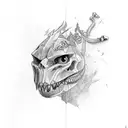 crossing pistols tattoo design idea