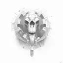 crossing pistols tattoo design idea