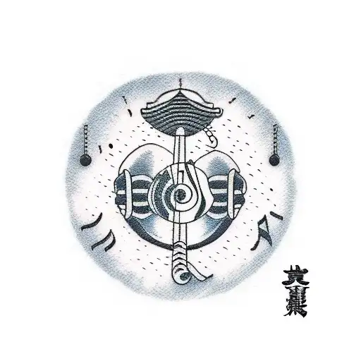 A scene from a beloved anime with a music note incorporated tattoo design idea
