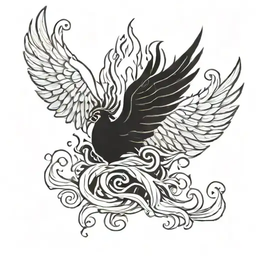 burning candle into a phoenix tattoo design idea