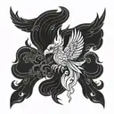 burning candle into a phoenix rising tattoo design idea