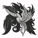 burning candle into a phoenix rising tattoo design idea