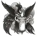 burning candle into a phoenix rising tattoo design idea