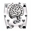 brain with playing cards tattoo design idea