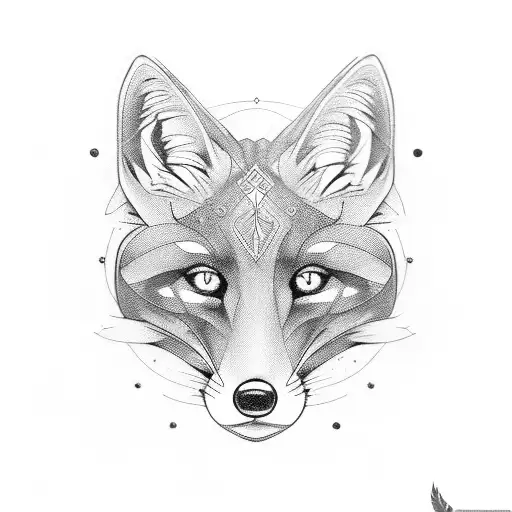 humanoid nineties fox tattoo design idea