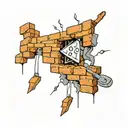 brick wall being torn tattoo design idea