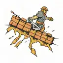 brick wall being torn tattoo design idea