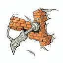 brick wall being torn tattoo design idea