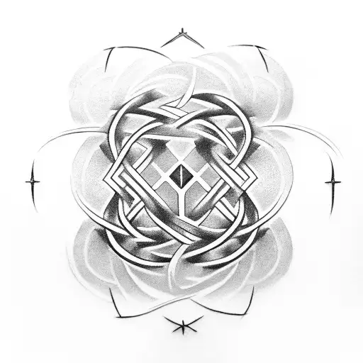 A mystical occult symbol intertwined with bowling pins tattoo design idea