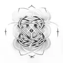 A mystical occult symbol intertwined with bowling pins tattoo design idea