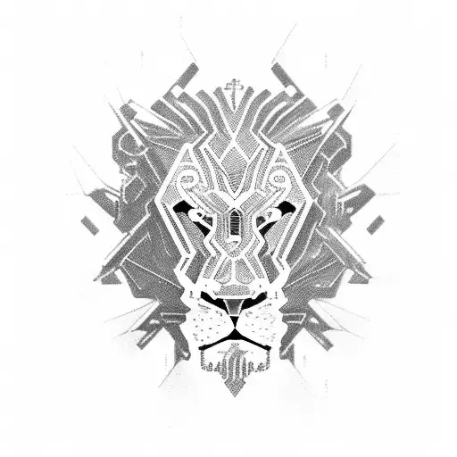 A futuristic robotic lion practicing jiujitsu tattoo design idea