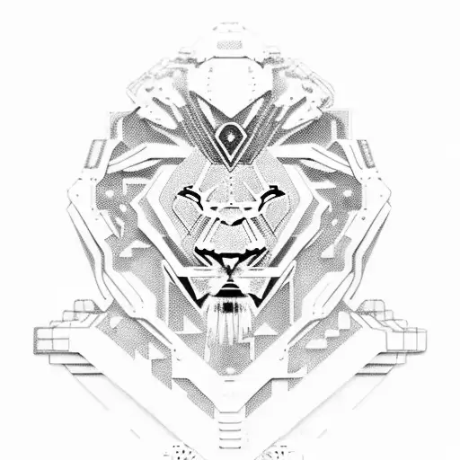 A futuristic robotic lion practicing jiujitsu tattoo design idea