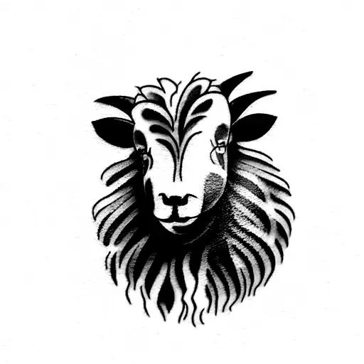 A tattoo of an Icelandic sheep, with its limbs done in a single fine and well-defined line, and the body with its fur in tattoo design idea