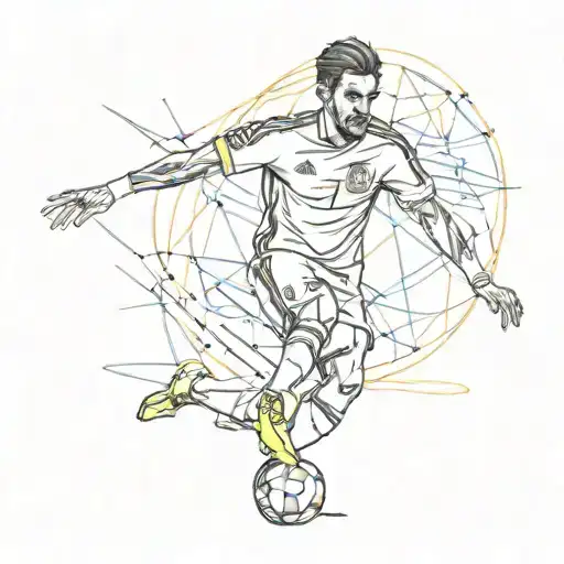 Spanish football player as a tattoo dodging a EURO 2024 football tattoo design idea