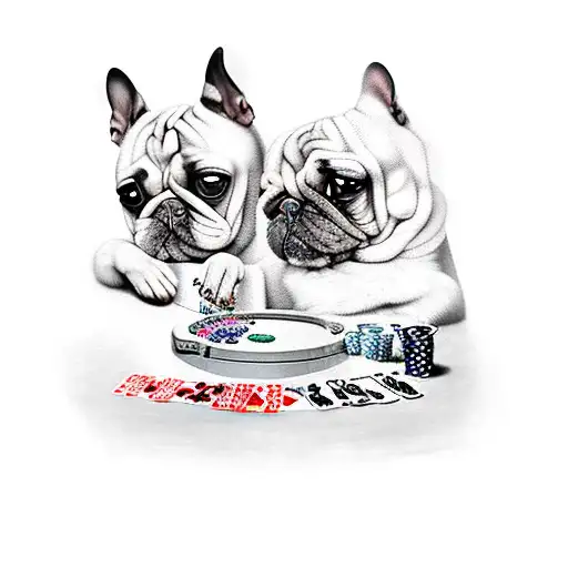 Dogs Playing Poker, by Cassius Marcellus Coolidge, tattoo design idea