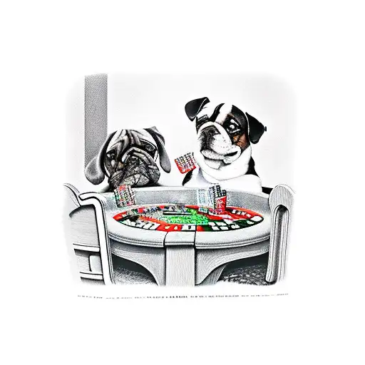 Dogs Playing Poker, by Cassius Marcellus Coolidge, tattoo design idea