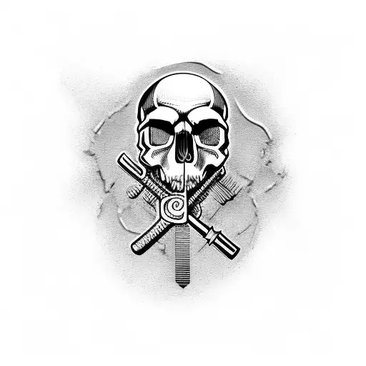 A skull with wrenches as crossbones tattoo design idea