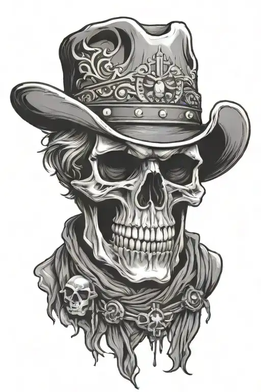 punchy western skull tattoo design idea