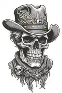 punchy western skull tattoo design idea