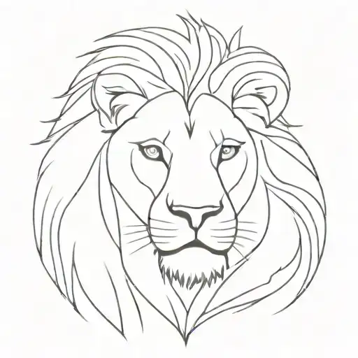 lion head minimal line art tattoo design idea