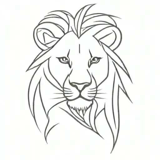 lion profile line minimal tattoo design idea