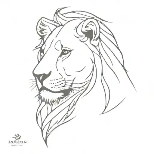 lion profile line minimal tattoo design idea