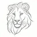 lion profile line minimal tattoo design idea
