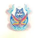 Wolf,Phoenix , Gemini sign tattoo design idea