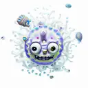 create a ultra realistic, slightly scary, 3d unreal engine style image of SpongeBob chasing 6 jellyfish fish tattoo design idea