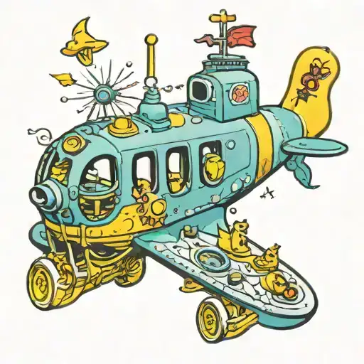yellow submarine  dad tattoo design idea