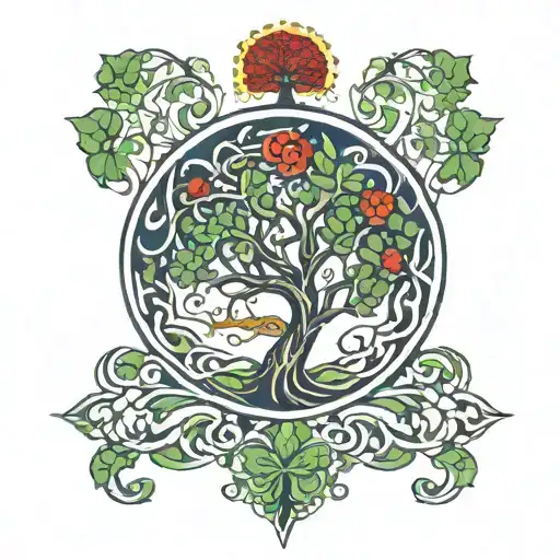 Irish and Haitian tree of life tattoo design idea