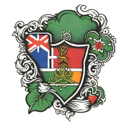 Irish and Haitian Flag embedded inside tattoo design idea