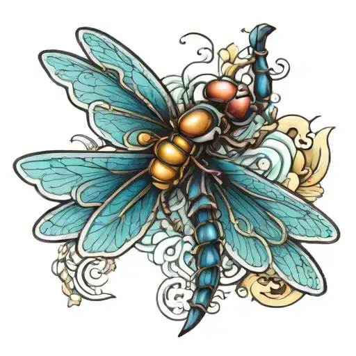 3d dragonfly and trust God! tattoo design idea