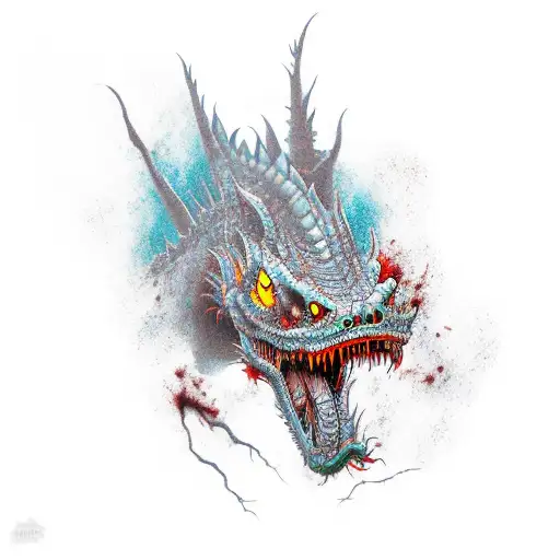 zombie dragon  tattoo design idea