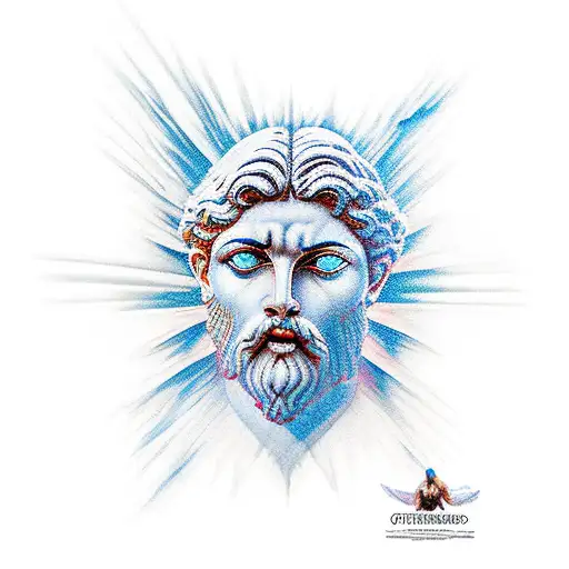 Greek gods on Olympus watching Icarus falling tattoo design idea