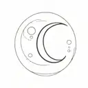 A minimalist tattoo of a semicolon symbol transformed into a infinity symbol with a moon in the background tattoo design idea