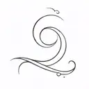 A minimalist tattoo of a semicolon symbol transformed into a infinity symbol with a moon in the background tattoo design idea