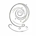 A minimalist tattoo of a semicolon symbol transformed into a infinity symbol with a moon in the background tattoo design idea
