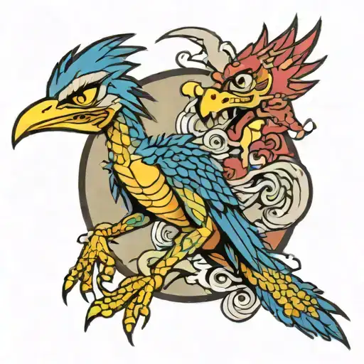 Roadrunner, velociraptor, betty boop, vegeta, coat of many colors, naruto, bluey  tattoo design idea