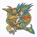 Roadrunner, velociraptor, betty boop, vegeta, coat of many colors, naruto, bluey  tattoo design idea