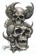 skull hell devil tattoo design idea